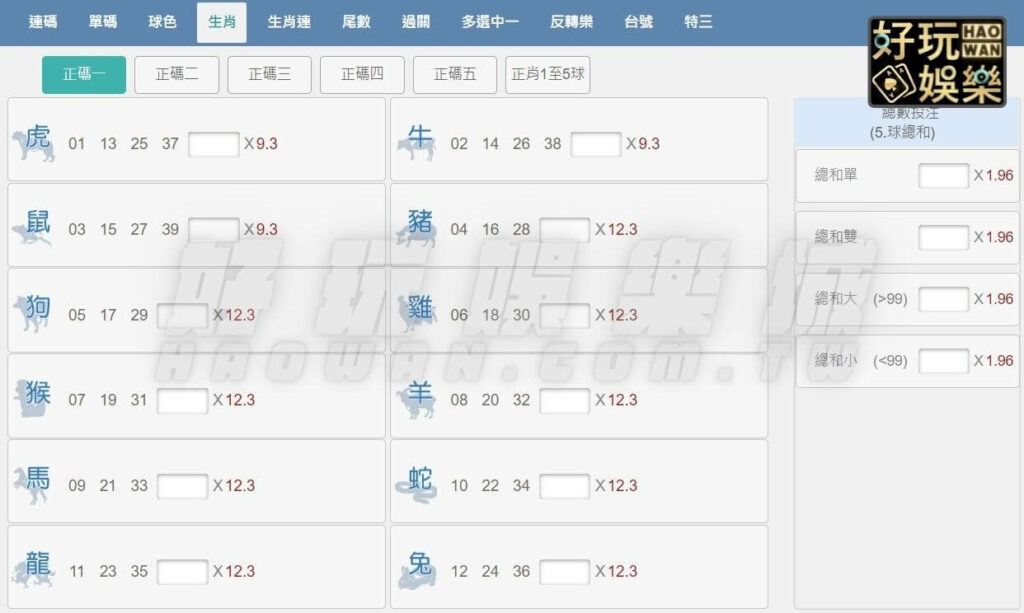 地下539正碼一到正碼五玩法,抓牌算牌增加中獎率 5 539正碼生肖動物投注法